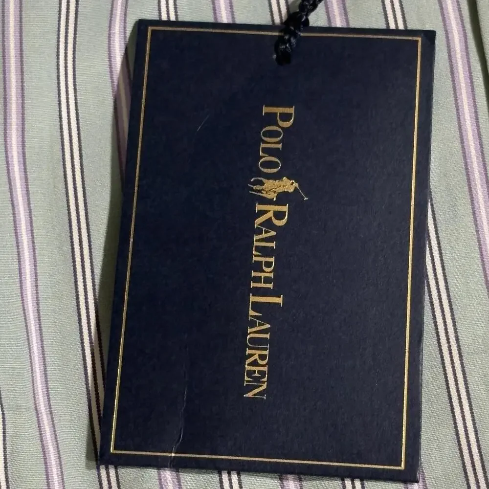 Polo Ralph Lauren Shirt Mens 16 34/35 Green Stripe Andrew Dress Button Up